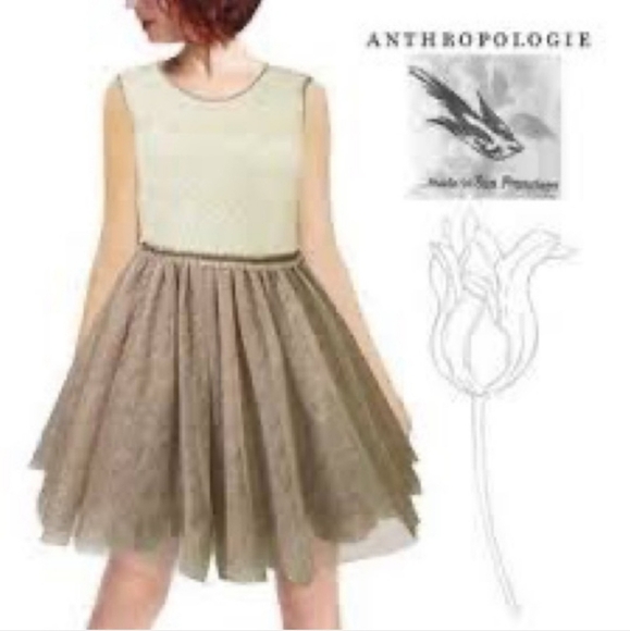 Anthropologie Cream Ballerina Tulle Dress NWT - Picture 1 of 13